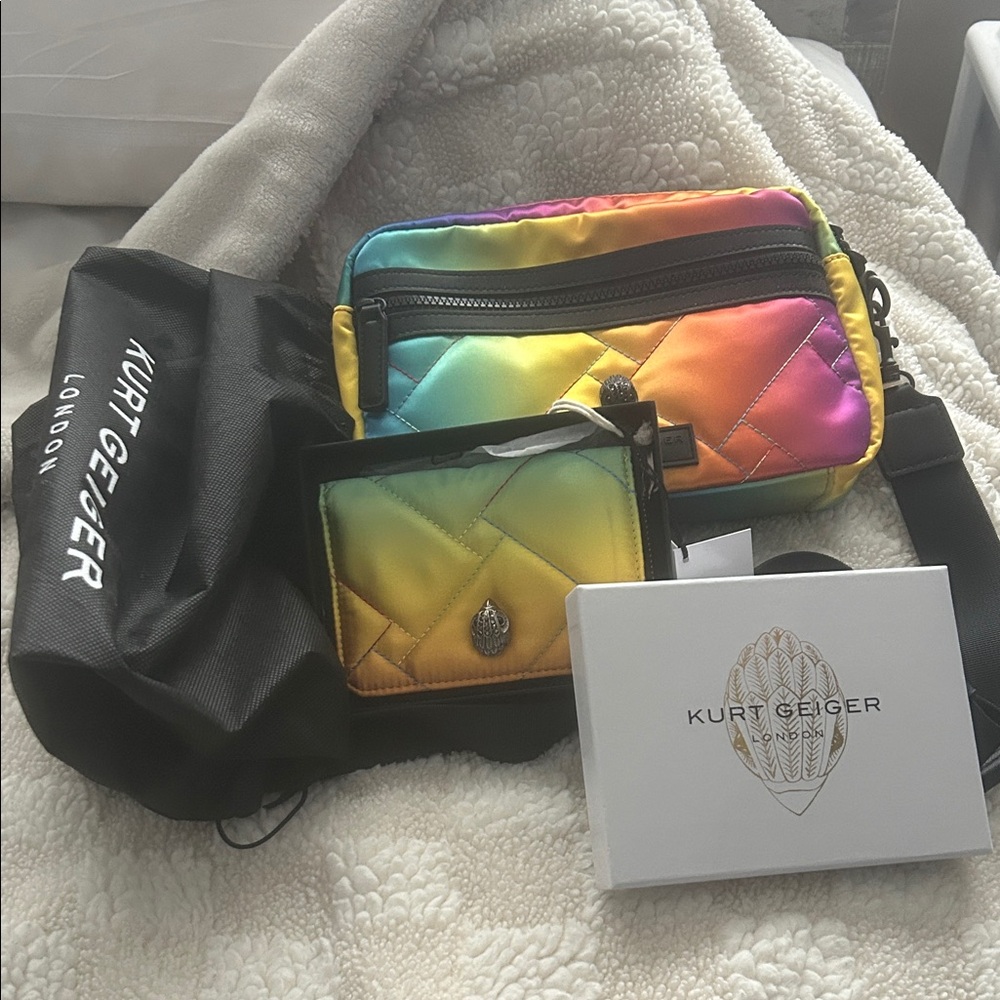 Kurt Geiger Multicolor Quilted Bag and Wallet Set